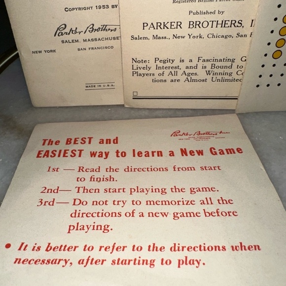 Vintage Board Game Pegity and Other Games by Parker Brothers - Picture 9 of 10